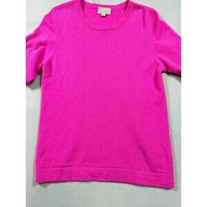PURE COLLECTION 100% Cashmere Sweater US 12 Bright Pink Fuchsia Soft Knit